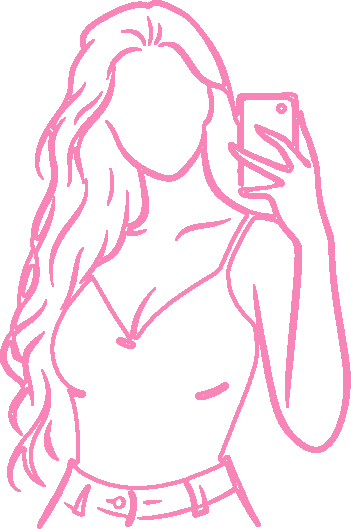 Silueta en trazos rosa